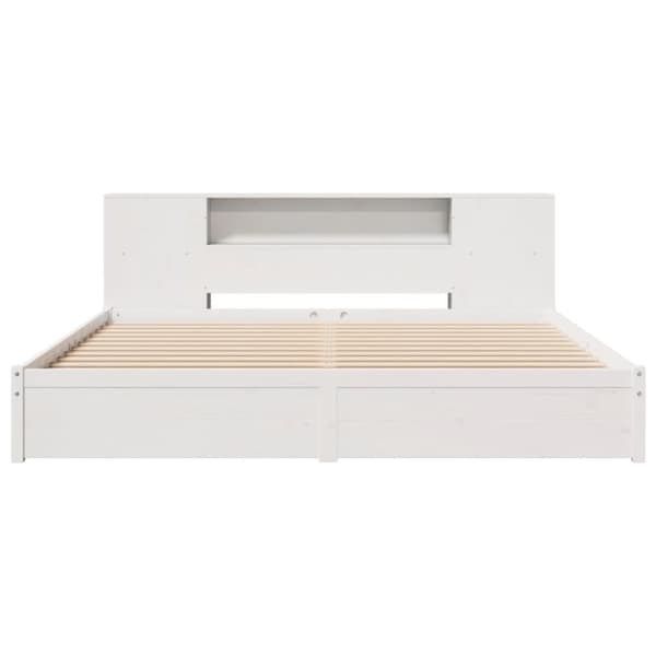 vidaXL seng med reol uden madras 180x200 cm massivt fyrretræ hvid