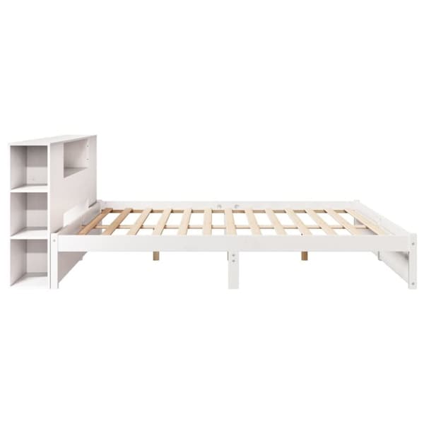 vidaXL seng med reol uden madras 180x200 cm massivt fyrretræ hvid