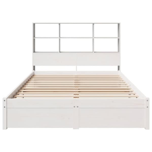 vidaXL seng med reol uden madras 140x200 cm massivt fyrretræ hvid