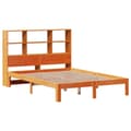 Miniatyrbilde 4 av 11: vidaXL Seng med bokhylle uten madrass voksbrun 140x200 cm heltre furu
