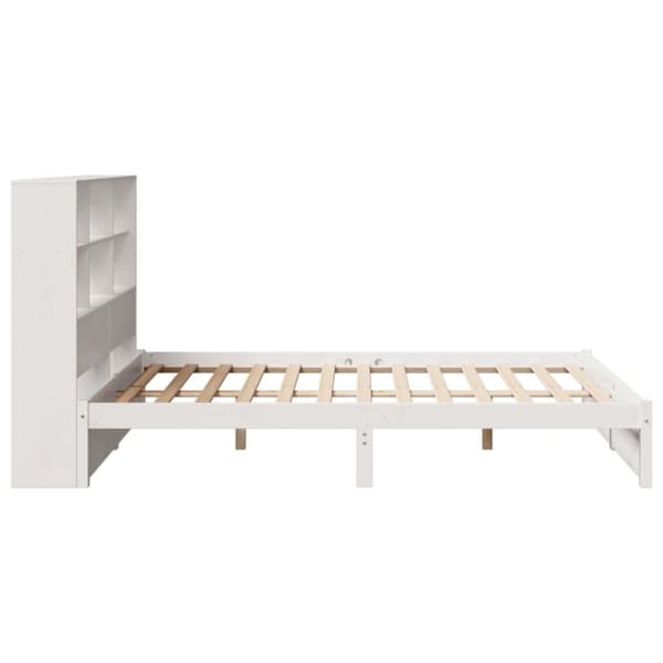 vidaXL Säng med bokhylla utan madrass vit 140x200cm massiv furu