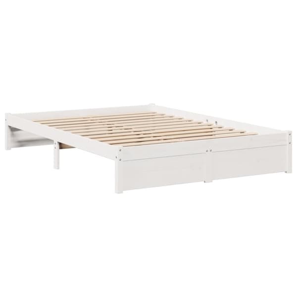 vidaXL Säng med bokhylla utan madrass vit 140x200cm massiv furu