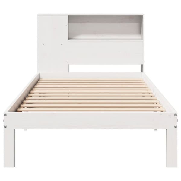 vidaXL Seng med bokhylle uten madrass hvit 75x190 cm heltre furu