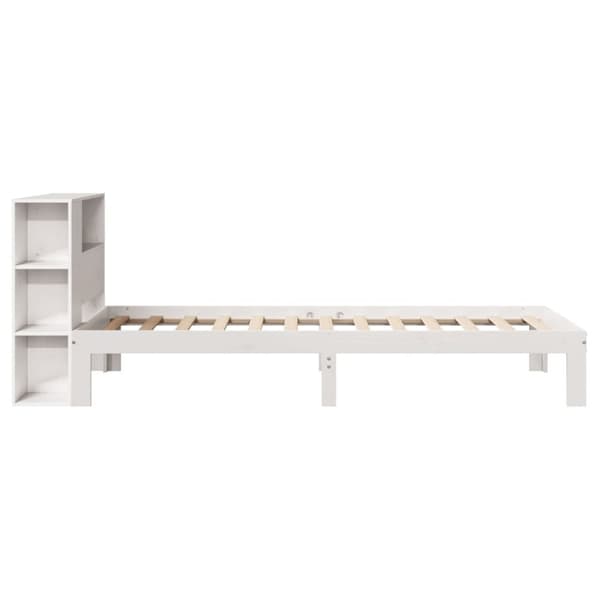 vidaXL Seng med bokhylle uten madrass hvit 75x190 cm heltre furu