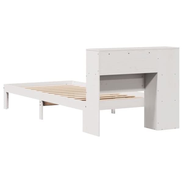 vidaXL Seng med bokhylle uten madrass hvit 75x190 cm heltre furu