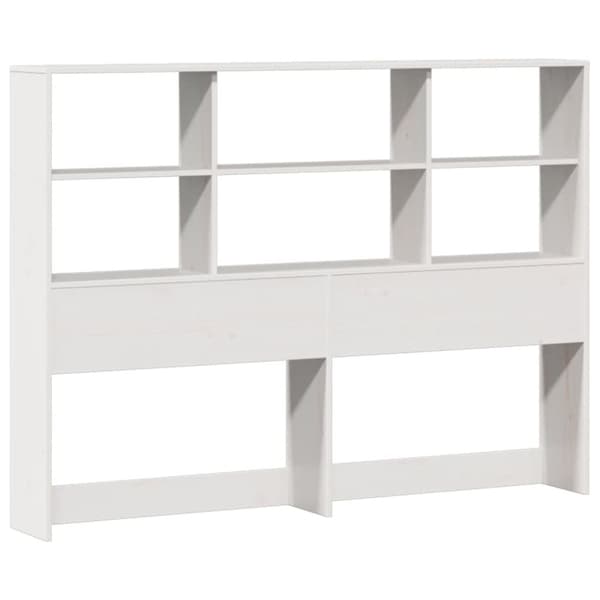 vidaXL Seng med bokhylle uten madrass hvit 150x200 cm heltre furu