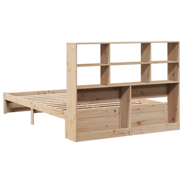 vidaXL Seng med bokhylle uten madrass 160x200 cm heltre furu
