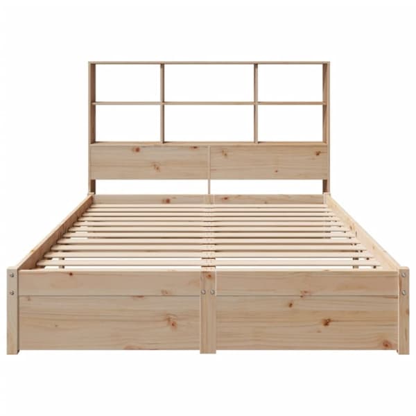 vidaXL Seng med bokhylle uten madrass 140x200 cm heltre furu