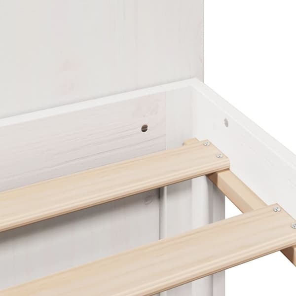 vidaXL Säng med bokhylla utan madrass vit 120x200 cm massiv furu