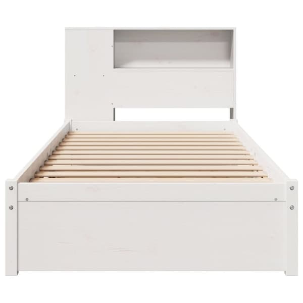 vidaXL Seng med bokhylle uten madrass hvit 100x200 cm heltre furu