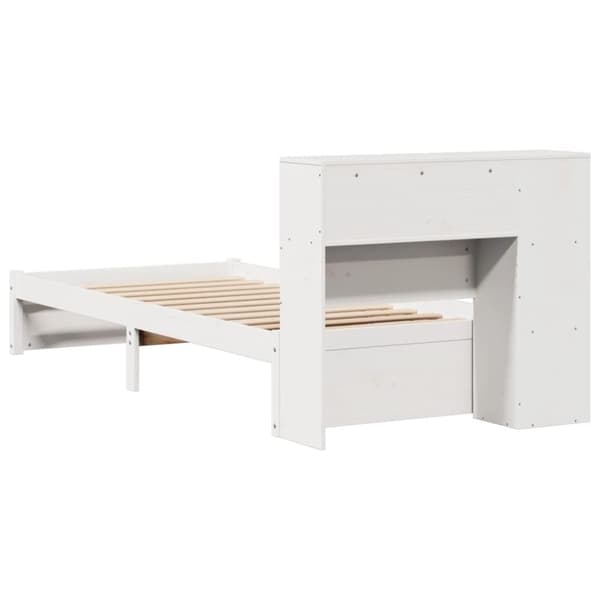 vidaXL Seng med bokhylle uten madrass hvit 100x200 cm heltre furu