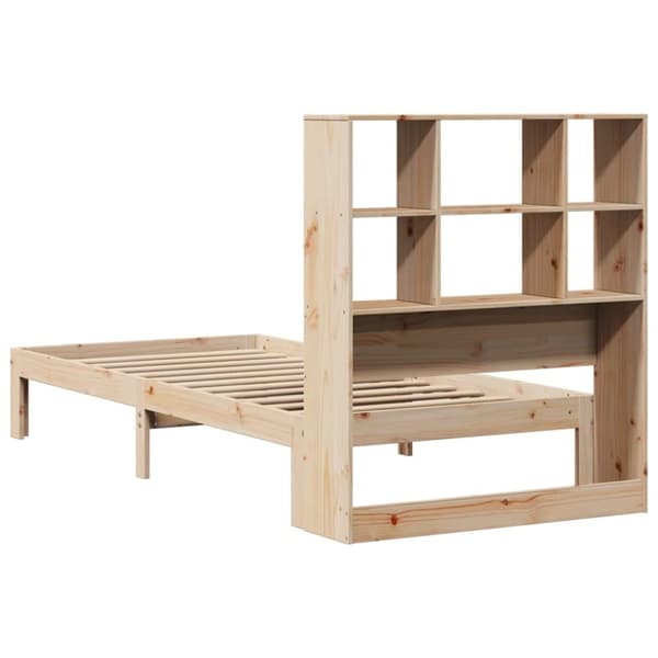 vidaXL Seng med bokhylle uten madrass 75x190 cm heltre furu