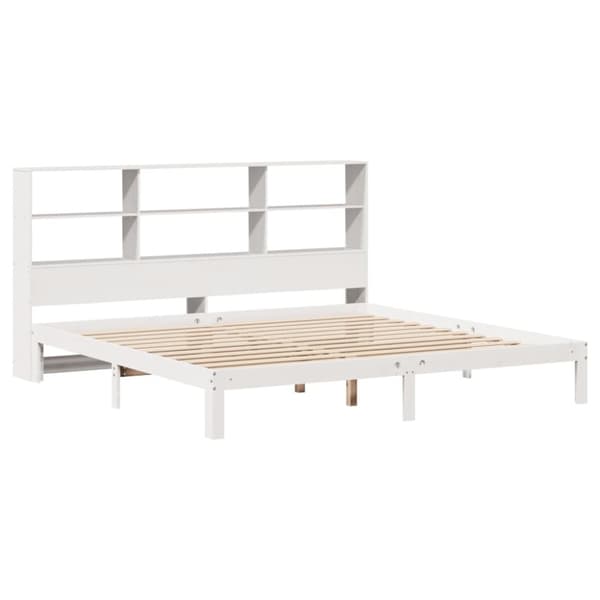 vidaXL seng med reol uden madras 180x200 cm massivt fyrretræ hvid