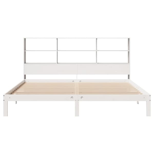 vidaXL seng med reol uden madras 180x200 cm massivt fyrretræ hvid