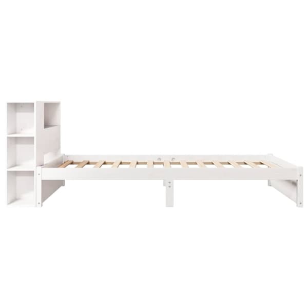 vidaXL Sänky kirjahyllyllä ei patjaa valkoinen 75x190 cm täysi mänty