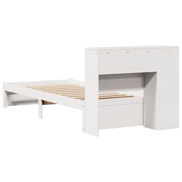 vidaXL Sänky kirjahyllyllä ei patjaa valkoinen 75x190 cm täysi mänty