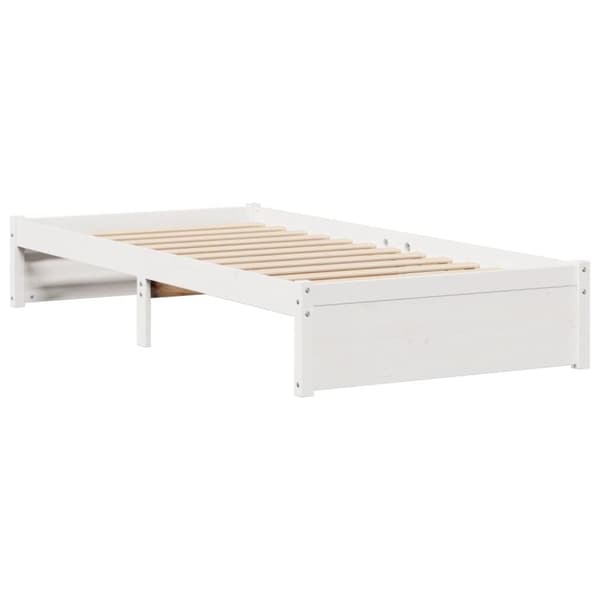 vidaXL Sänky kirjahyllyllä ei patjaa valkoinen 75x190 cm täysi mänty