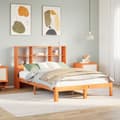 Pikkukuva 2 / 11: vidaXL Sänky/kirjahylly ei patjaa vahanruskea 120x190 cm täysi mänty