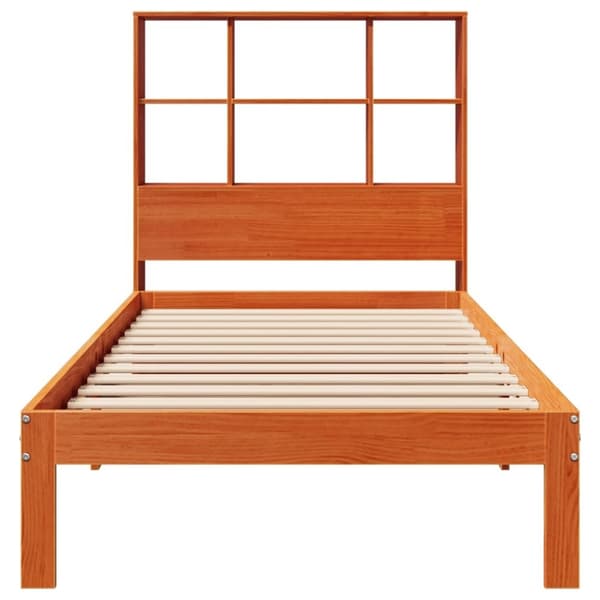 vidaXL Sänky/kirjahylly ilman patjaa vahanruskea 90x190 cm täysi mänty