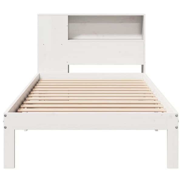 vidaXL Seng med bokhylle uten madrass hvit 100x200 cm heltre furu