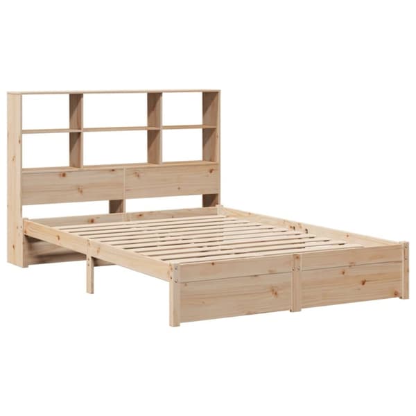 vidaXL Säng med bokhylla utan madrass 120x200 cm massiv furu