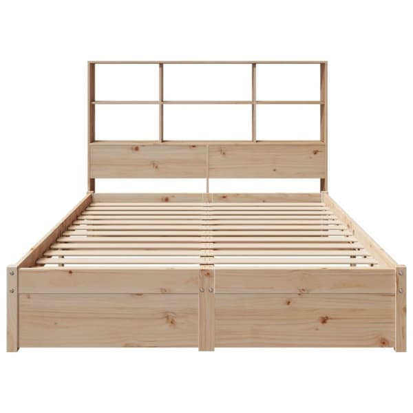 vidaXL Säng med bokhylla utan madrass 120x200 cm massiv furu