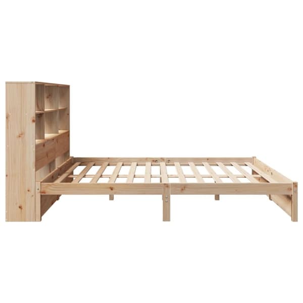 vidaXL Säng med bokhylla utan madrass 120x200 cm massiv furu