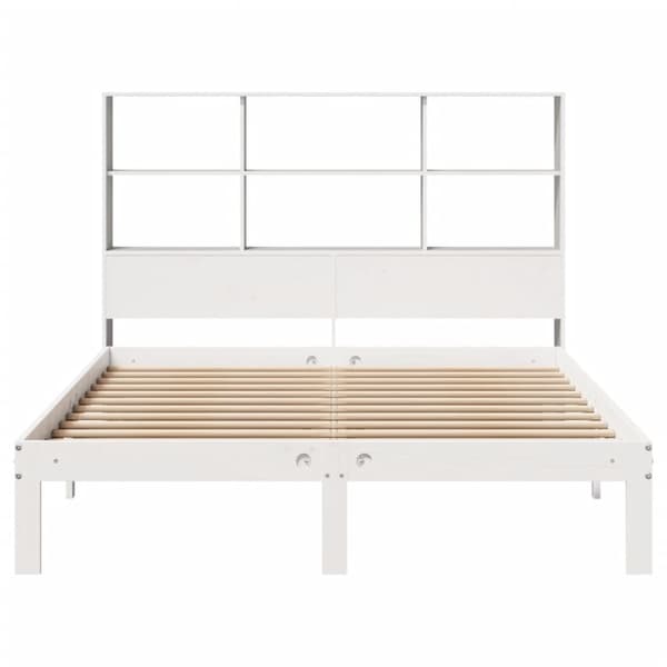 vidaXL Seng med bokhylle uten madrass hvit 120x200 cm heltre furu