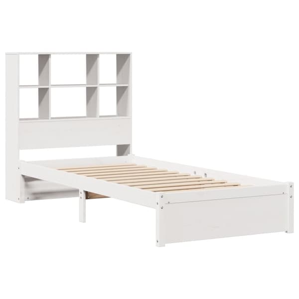 vidaXL Seng med bokhylle uten madrass hvit 90x190 cm heltre furu