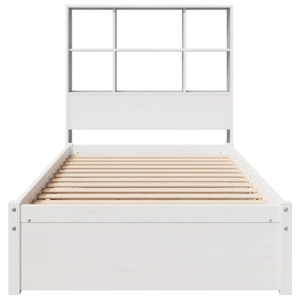 vidaXL Seng med bokhylle uten madrass hvit 90x190 cm heltre furu