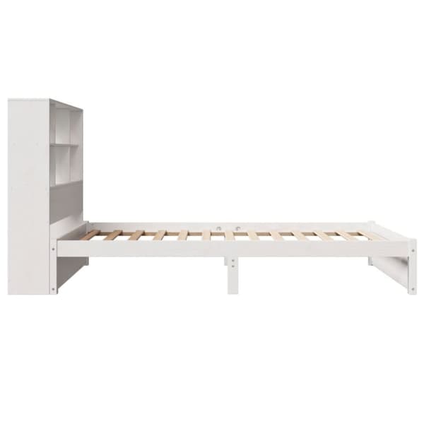 vidaXL Seng med bokhylle uten madrass hvit 90x190 cm heltre furu