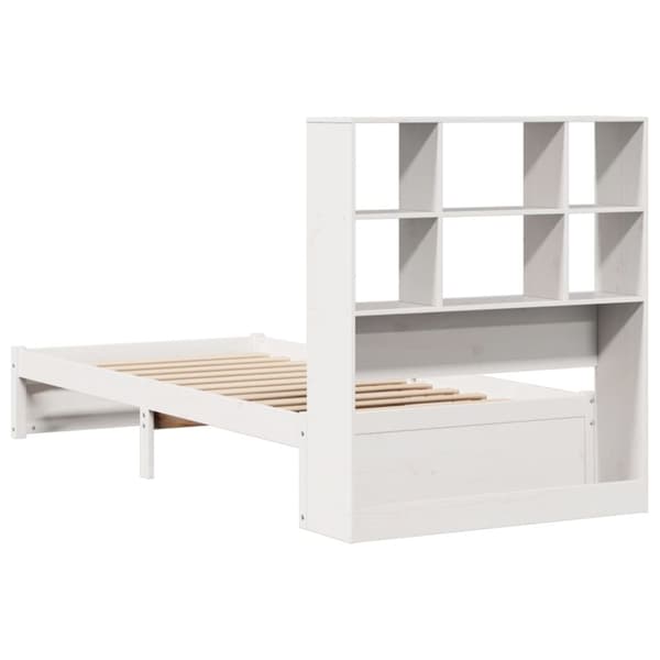 vidaXL Seng med bokhylle uten madrass hvit 90x190 cm heltre furu