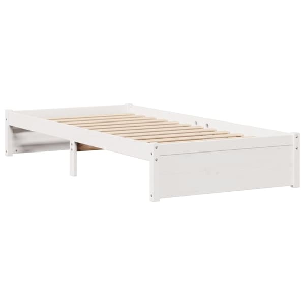 vidaXL Seng med bokhylle uten madrass hvit 90x190 cm heltre furu