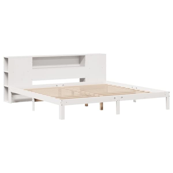vidaXL Seng med bokhylle uten madrass hvit 180x200 cm heltre furu