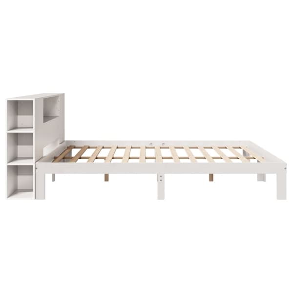 vidaXL Seng med bokhylle uten madrass hvit 180x200 cm heltre furu