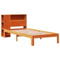 Miniatyrbilde 4 av 11: vidaXL Seng med bokhylle uten madrass voksbrun 75x190 cm heltre furu