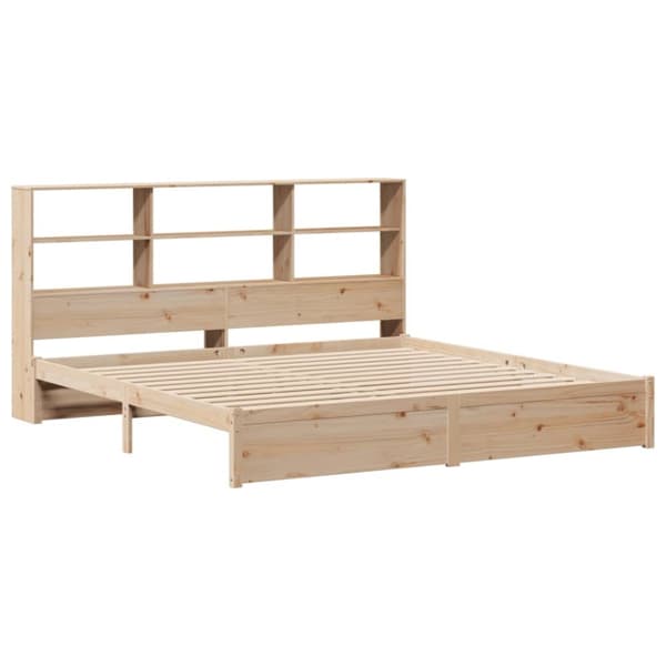 vidaXL Seng med bokhylle uten madrass 200x200 cm heltre furu
