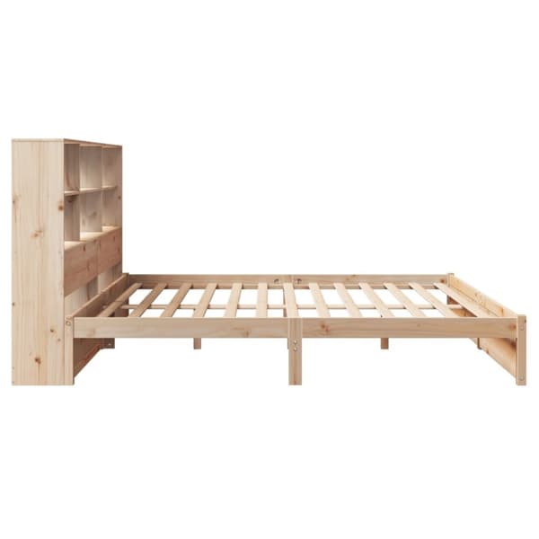 vidaXL Seng med bokhylle uten madrass 200x200 cm heltre furu