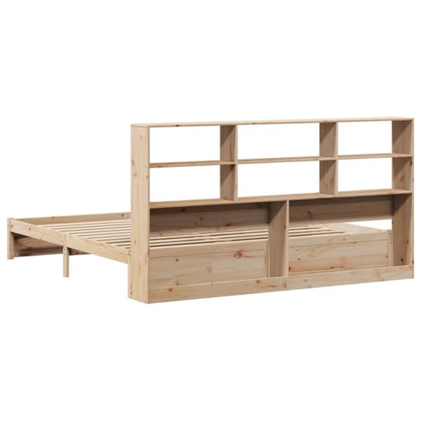 vidaXL Seng med bokhylle uten madrass 200x200 cm heltre furu