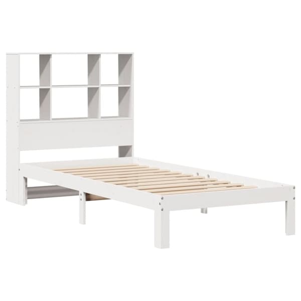 vidaXL Seng med bokhylle uten madrass hvit 90x190 cm heltre furu