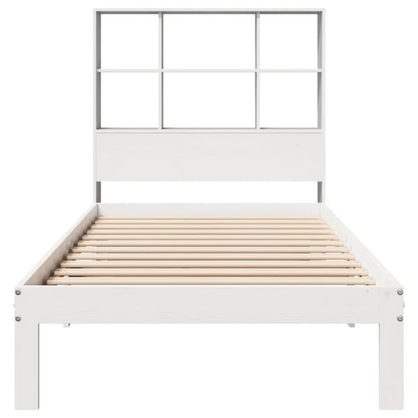 vidaXL Seng med bokhylle uten madrass hvit 90x190 cm heltre furu