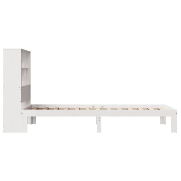 vidaXL Seng med bokhylle uten madrass hvit 90x190 cm heltre furu
