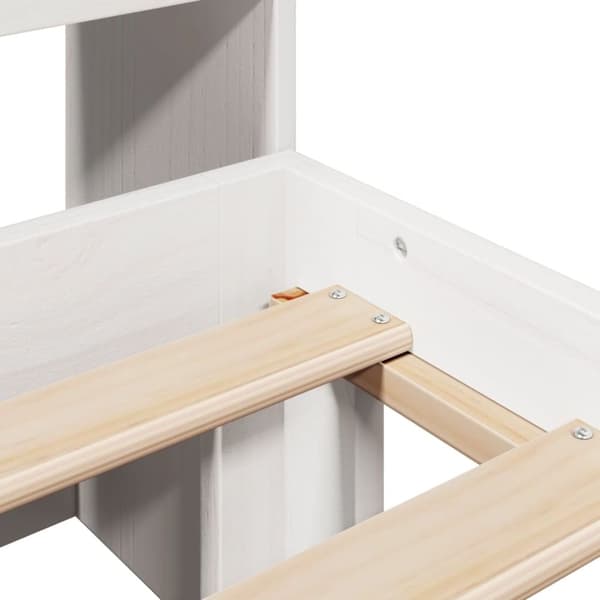 vidaXL Seng med bokhylle uten madrass hvit 90x190 cm heltre furu