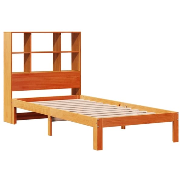 vidaXL Sänky/kirjahylly ei patjaa vahanruskea 100x200 cm täysi mänty