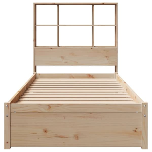 vidaXL Sänky kirjahyllyllä ilman patjaa 90x190 cm täysi mänty