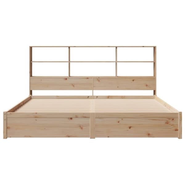 vidaXL Sänky kirjahyllyllä ilman patjaa 200x200 cm täysi mänty