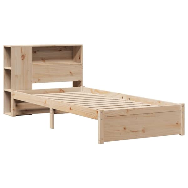vidaXL Seng med bokhylle uten madrass 75x190 cm heltre furu