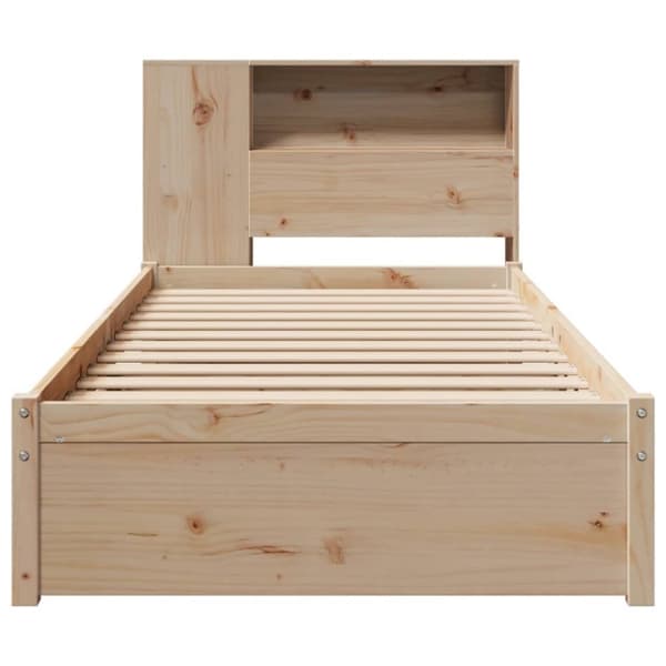 vidaXL Seng med bokhylle uten madrass 75x190 cm heltre furu
