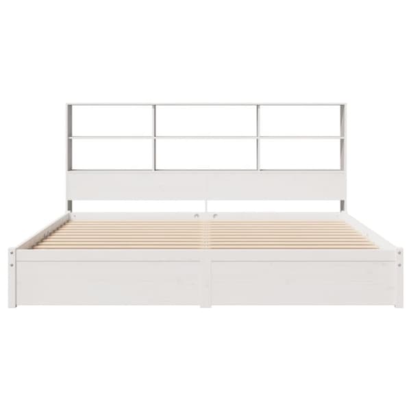 vidaXL Seng med bokhylle uten madrass hvit 180x200 cm heltre furu