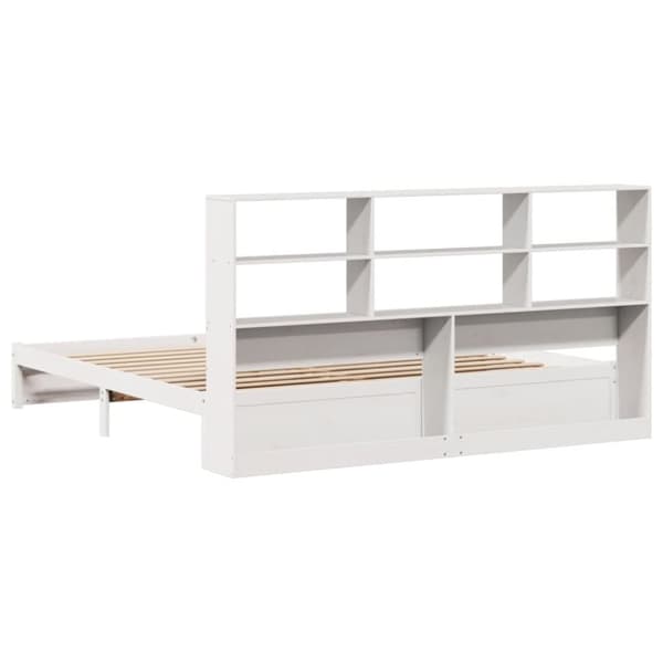 vidaXL Seng med bokhylle uten madrass hvit 180x200 cm heltre furu